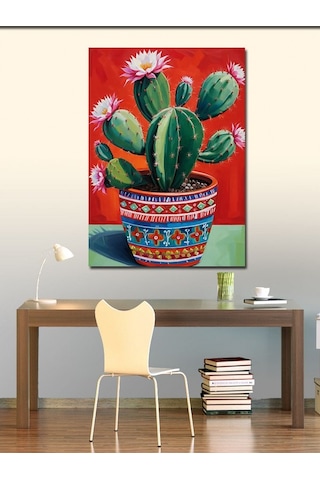 Kanvas Tablo Kaktüs Saksısı 100cmx140cm