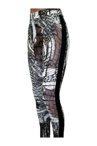 Besttrend Kadın Viscon Likralı Leopar Desen Yanı Deri Tayt (082)