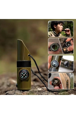 Buffer 7si 1arada Acil Durum Düdüğü,el Feneri, Termometre,pusula,büyüteç,depolama Bölmeli Kampçı Dü Çok Renkli