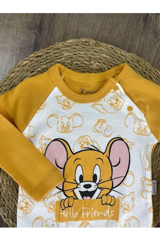 2d2b Hello Friends Alttan Çıtçıtlı Bereli Unisex 3lü Bebek Takım Sarı
