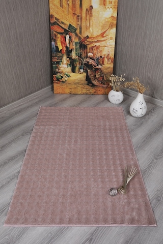 Dekoratif Bubble Uzun Tüylü Yumuşak Puffy Peluş Kaymaz Yıkanabilir Salon Antre Halı Yolluk Pembe