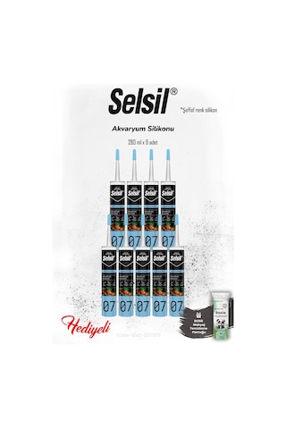 Selsil 9'lu Şeffaf Akvaryum Silikon Ve Rosıe