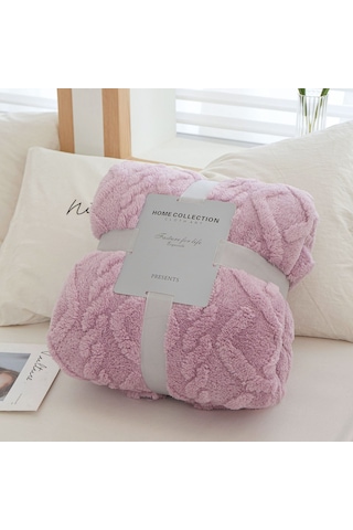 Açık Mor Mercan Polar Basit Battaniye İskandinav Tarzı Çiçek Gazlı Bez Klima Yorgan Yumuşak Nefes Wrap Battaniye Yatak Örtüsü Ekose 100 150cm