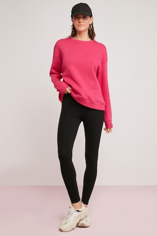 Ethıquet Alfreda Kadın Pamuklu Içi Polarlı Yumuşacık Yuvarlak Yaka Comfort Fit Basıc Pembe Sweatshir Mavi