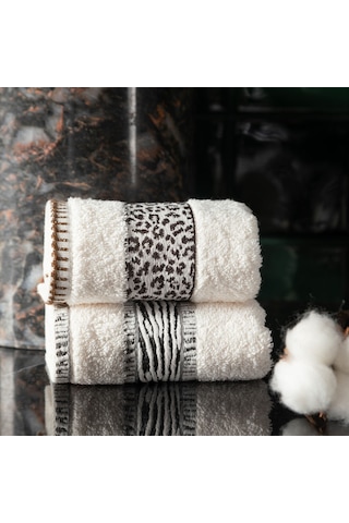 Mudo Home Penelope Leopar Yüz Havlusu 50x80 Beyaz