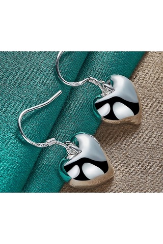 925 Ayar Gümüş Salanan Kalp Küpe