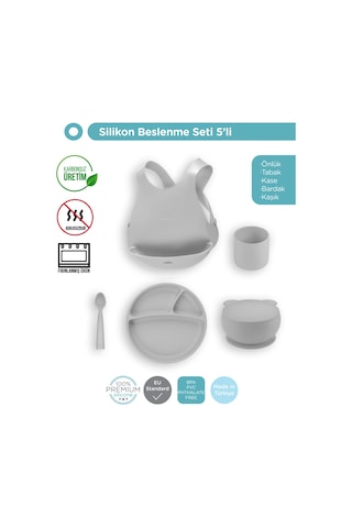 Silikon Beslenme Seti 5'li - Powder Grey