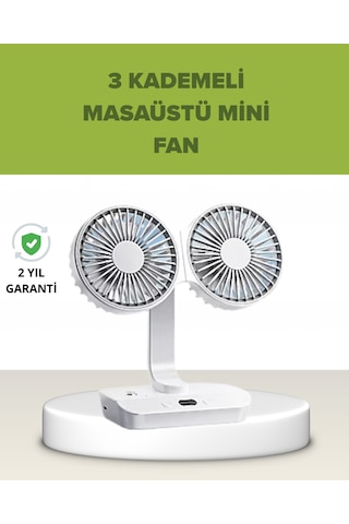 Vantilatör Çift Kafalı Masaüstü Ve Duvar Tipi Sessiz Usb Şarjlı Fan - Lisinya