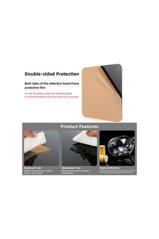 Puluz 20cm Fotoğraf Akrilik Yansıtıcı Ekran Masası Arka Plan Panosu Siyah