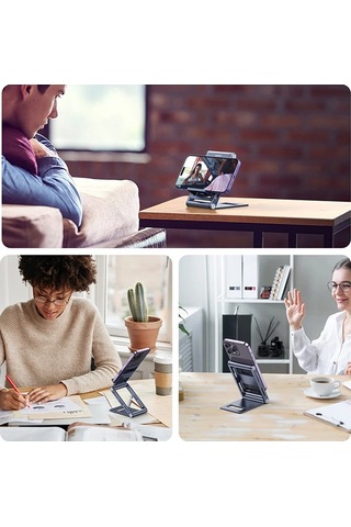 Dux Ducis Z-shape Alüminyum Alaşımlı Katlanır Telefon Standı- 5775 Gri