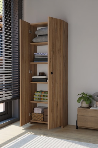 Alpaevmobilya 150 Cm 2 Kapaklı 5 Raflı Geniş Çok Amaçlı Yatak Odası Kıyafet Dolabı Düzenleyici Ve Organizer Atlantik Çam
