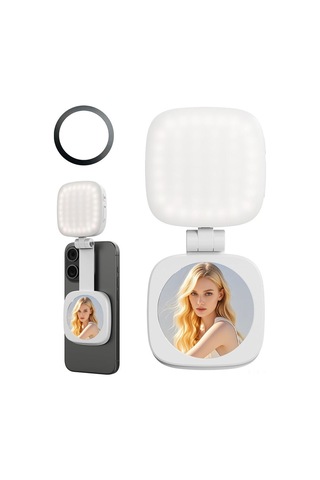 Teltree F-662 Manyetik Telefon Fıllightı: 3 Aydınlatma Modu, 90+ Renk Doğruluğu, Taşınabilir, İç Dahili Makyaj Aynası, Beyaz Beyaz