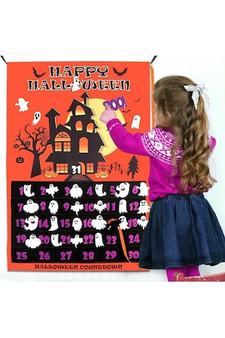Cadılar Bayramı Advent Takvimi Çıkarılabilir Geri Sayım Takvimi Keçe Takvimi Cadılar Bayramı Asılı