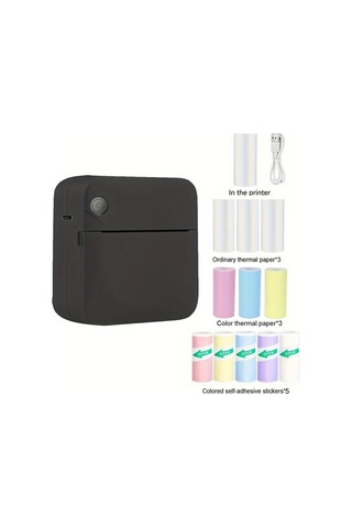 Motion003 Gotoog Taşınabilir Mini Fotoğraf Yazıcı Siyah 11 Rulo Termal Kağıt Usb Şarj Kablosuz Bağlantı 1200mah Pil iOS Uyumlu Android