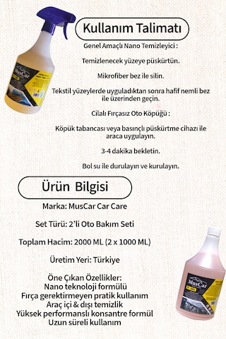 Muscar Oto Bakım Seti - Nano Temizleyici&oto Köpüğü