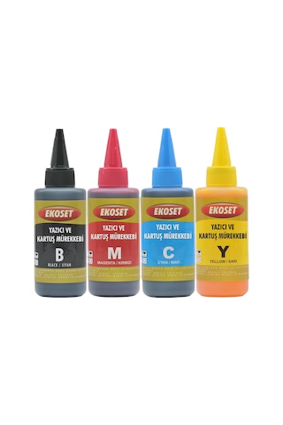 Ekoset Epson L100 L110 L130 L1300 Uyumlu Mürekkep 4X100 ML