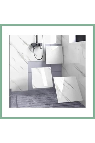 Bşkvirgo Yapışkanlı Beyaz Mermer Desenli Sticker 30x30 Cm Bsk2026