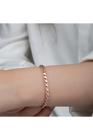 Blackcraft 925 Ayar Gümüş Rose Pullu Zincir Kadın Bileklik Bc-bdb26b Renkli