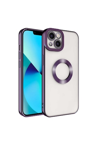 Apple Uyumlu iPhone 14 Plus Uyumlu Kamera Korumalı Logo Gösteren Zore Omega Kılıf-derin Mor Derin Mor -