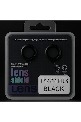 Apple Uyumlu iPhone 14/14 Plus Kamera Lens Koruyucu Black/silver Yüksek Çözünürlüklü-parlak-güçlü Siyah