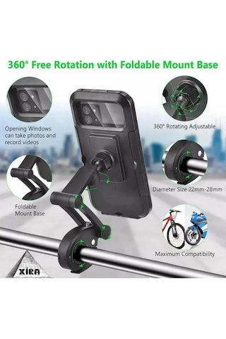 Su Geçirmez Scooter Motor Bisiklet Telefon Tutucu 360 Ayarlanabilir Kapaklı Dokunmatik B-t X-91