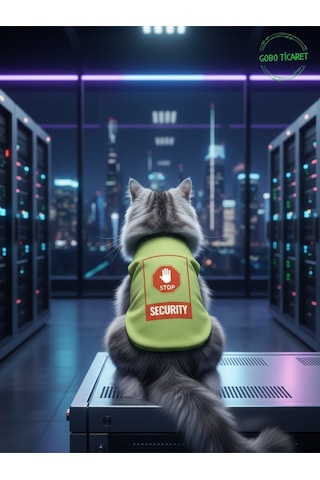 Yeşil Stop Security Güvenlik Baskılı Kedi Ve Köpek Kıyafeti Tişörtü Elbisesi Small/s/beden 1