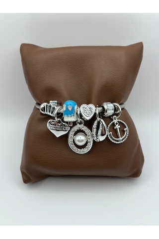 Arnes Jewelry Çelik Silver İncili Bileklik Gümüş