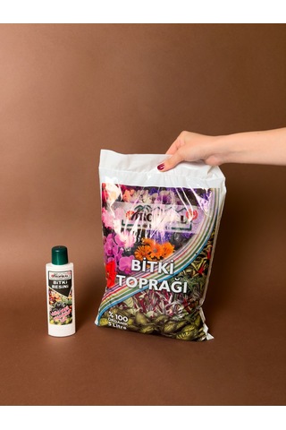 Yeşil Yapraklı Bitki Bakım Seti 5 Litre Bitki Toprağı + 225 Ml Bitki Besini