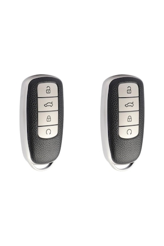 Youtek 奇瑞欧萌达5/瑞虎8 Pro/plus İçin Gümüş Renkli Yumuşak Tpu Akıllı Araba Anahtarı Kılıfı - 2 Adet, Koruyucu Ve Uzaktan Kumanda Koruması