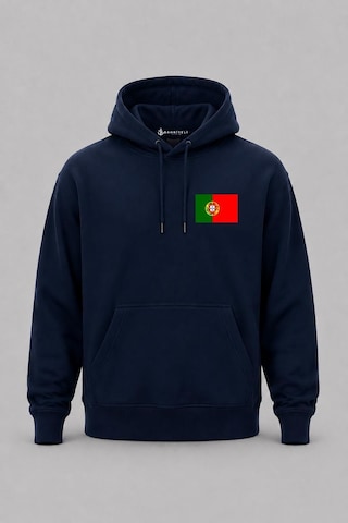 Bahriyeli Collection Kapüşonlu Portekiz Bayrağı Cep Baskılı Unisex Sweatshirt Lacivert