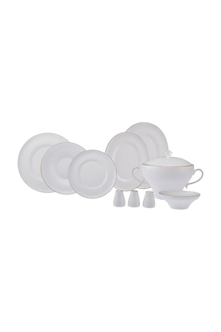 Emsan Alicia Gold 60 Parça Fıne Bone Yemek Takımı Beyaz