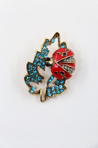 Yapraklı Uğur Böceği Broş. Taşlı Tasarım, Uğur Böceği Broş. Kadın Broş. Broş. Erkek Broş. Unisex. Çok Renkli
