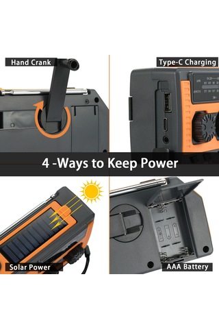 2022 Yeni Noaa Acil Durum Çok İşlevli Güneş Enerjili El Kranklı Radyo Okuma Işığı El Kranklı Mobil Güç Kaynağı Turuncu Am/fm Noaa Abd Versiyonu 5000mah
