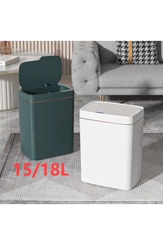 Fastbuy 37 15/18l Akıllı Sensörlü Çöp Kovası, Su Çöp Kovası, Modern Ve Şık Ev Dekoru İçin İдеal, Halka Ve Ofis İçin Uygun Beyaz