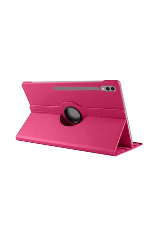 Galaxy Uyumlu  Tab S9 Ultra Sm-x910 Dönebilen Standlı Kılıf Koyu Pembe Kapaklı Kılıf