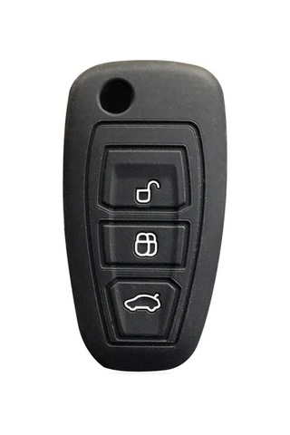 Trobus Ford Fiesta Uyumlu Katlanır Oto Anahtar Kılıfı Silikon Siyah