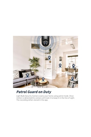 Geeksen Ev Güvenlik Kamerası Ampul Tipi - 2.4g Wifi, İki Yönlü Konuşma, Tam Renk Gece Görüşü, Siyah