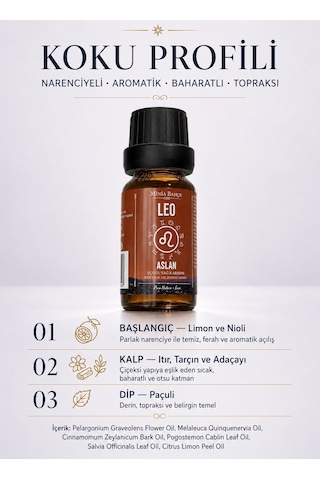 Minia Bahçe Aslan Burcu Uçucu Yağ Karışımı Itır Niaouli Tarçın Paçuli Adaçayı ve Limon Uçucu Yağları 10 ML
