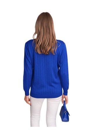 Kadın V Yaka Simli Kazak 12809 Bgl-st04106 Saks Mavi