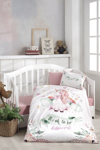BonjardinHome Dijital Baskılı 3d Pamuklu Bebek Nevresim Takımı Pembe