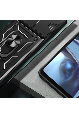 Samsung Galaxy Uyumlu A35 Kılıf Manyetik Standlı Kamera Korumalı Yüzüklü Zırh Tank Kılıf Koruyucu Kapak