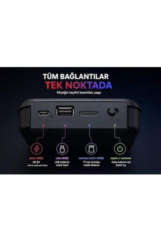 Taşınabilir Kablosuz Bluetooth Hoparlör Usb & Tf Kart Destekli Yüksek Ses Kalitesi