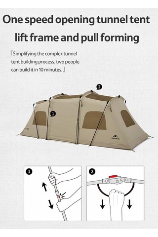 Naturehike Glamping Cloud Vessel 4 Kişilik Hızlı Kurulum Tünel Çadır Kahverengi