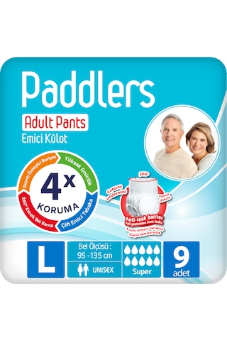 Paddlers Yetişkin Hasta Emici Külot Bez Large 9 Adet L