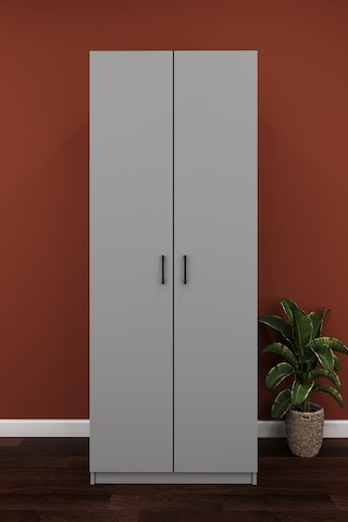 Lüks 2 Kapaklı Çok Amaçlı Yüklük Gardırop %100 Mdf Yatak Yorgan Yastık Saklama Dolabı Yk01 Kül Gri