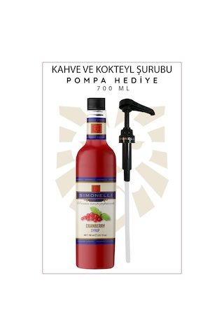 Simonelli Kahve ve Kokteyl Şurubu Kızılcık Aromalı 700 ML + Pompa