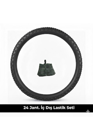 24 Jant Bisiklet İç Dış Lastik Seti - 24x1.95 Dış Lastik + İç Lastik Oto Kalın Sibop