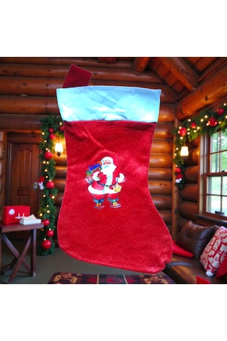 Mini Boy 30 Cm Noel Baba Çorabı Yılbaşı Süsleri Noel Babalı Çorap Noel Baba Figürlü Çorap 30x17 Cm
