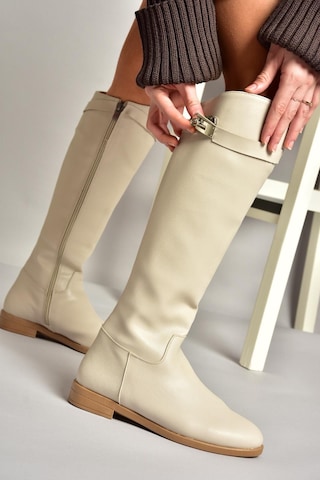 Fox Shoes T848443409 Bej Klasik Kadın Çizme Bej-suni Deri Bej