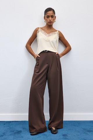 Sateen Lena Palazzo Pantolon - Kahve-136956 Kahve